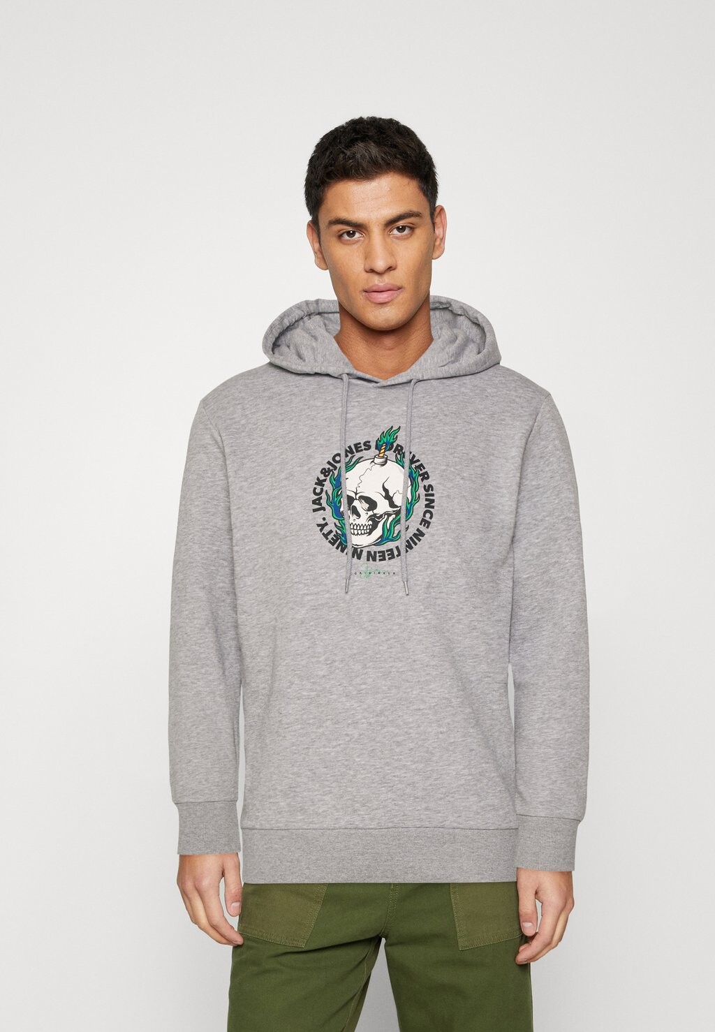 

Толстовка Jack & Jones Jorcrown Skull Hood, светло-серый меланж