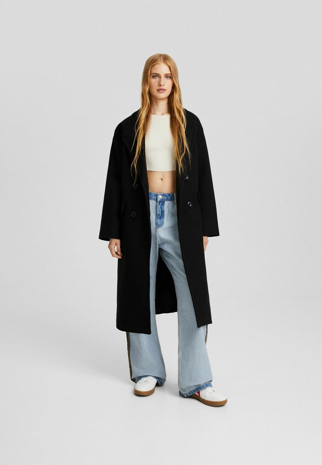 

Короткое пальто Drop-Shulder -Long Bershka, черный