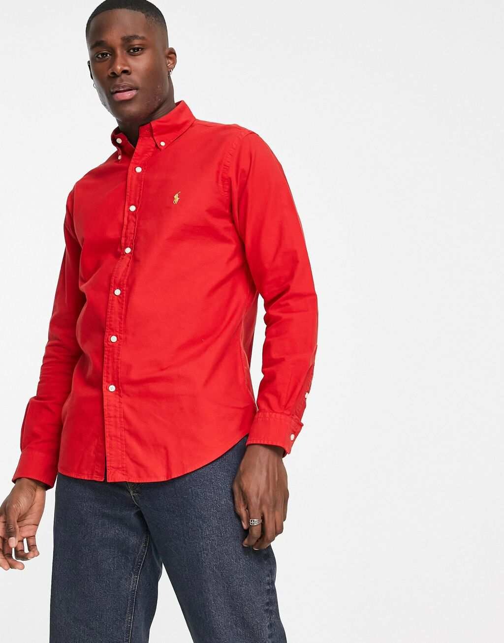 

Красная оксфордская рубашка с логотипом и логотипом Polo Ralph Lauren