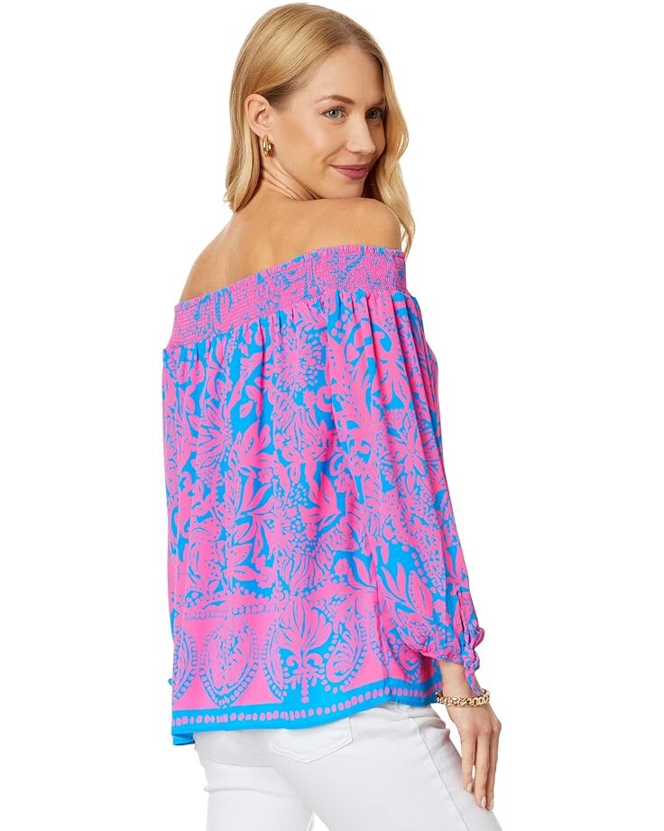 

Топ Lilly Pulitzer Maryellen Top, цвет Aura Pink Leaf An Impression