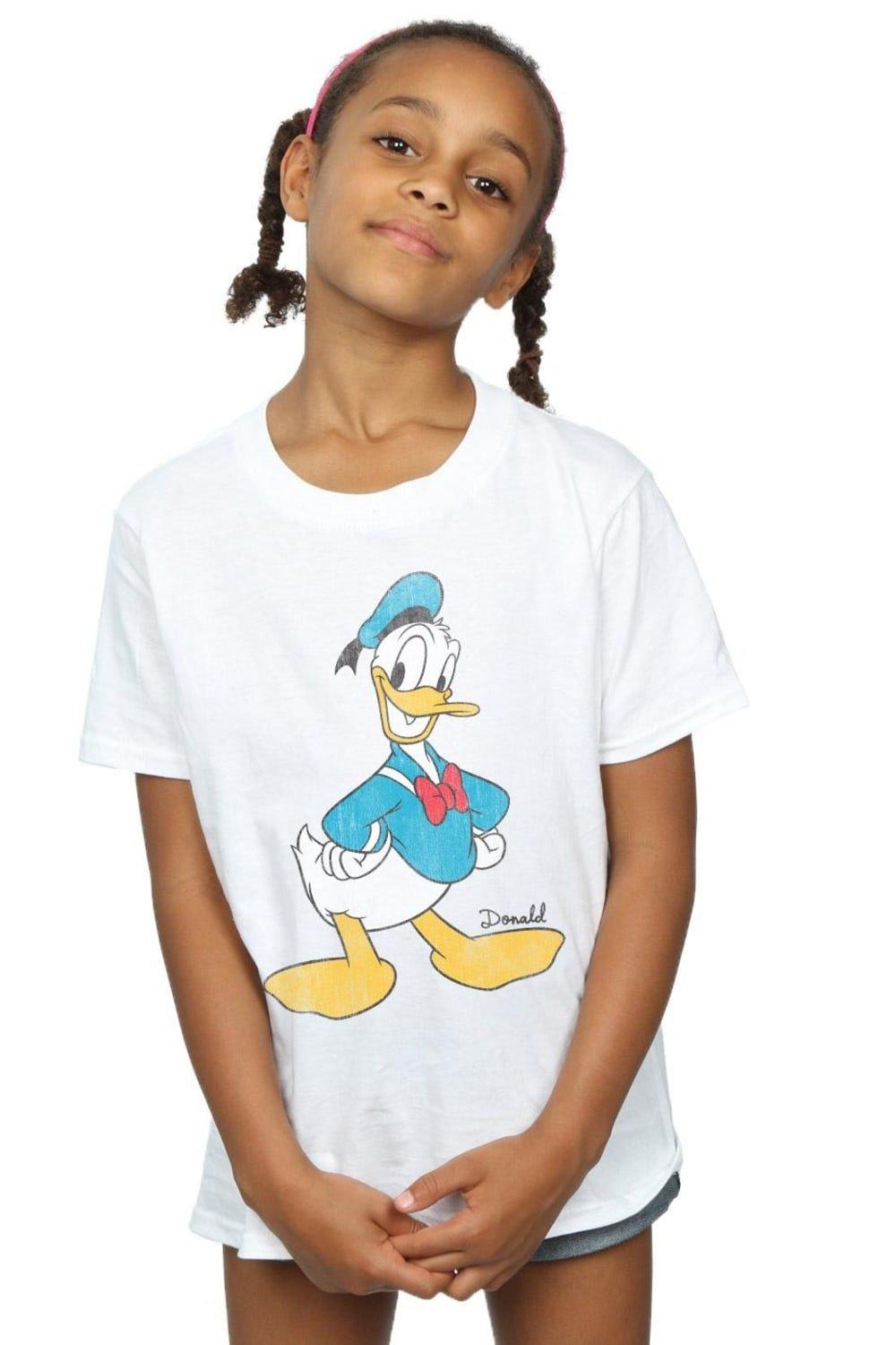 Классическая хлопковая футболка с изображением Дональда Дака Disney, белый картина из страз с изображением дональда дака диснея вышивка картина с животными украшение для дома рождественские подарки для детей