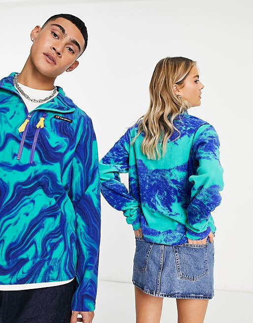 

Флисовая куртка унисекс Berghaus Dean Street Prism Trango с молнией 1/2 и голубым мраморным принтом