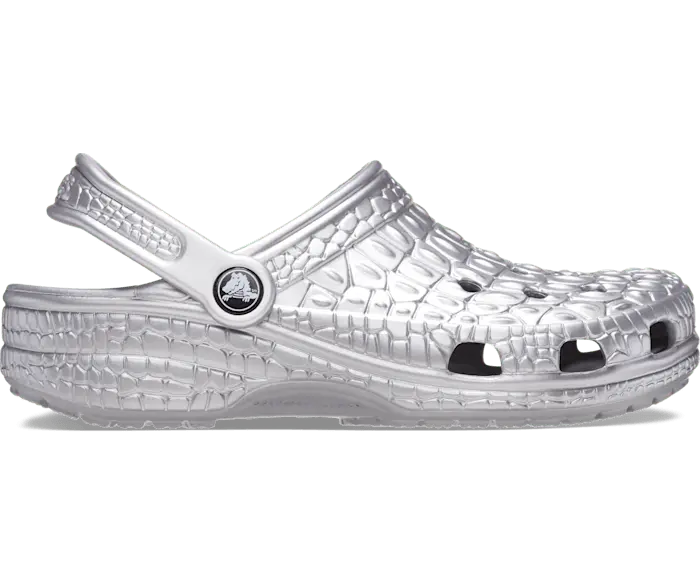 

Классические сабо из крокодиловой кожи металлик Crocs женские, цвет Silver