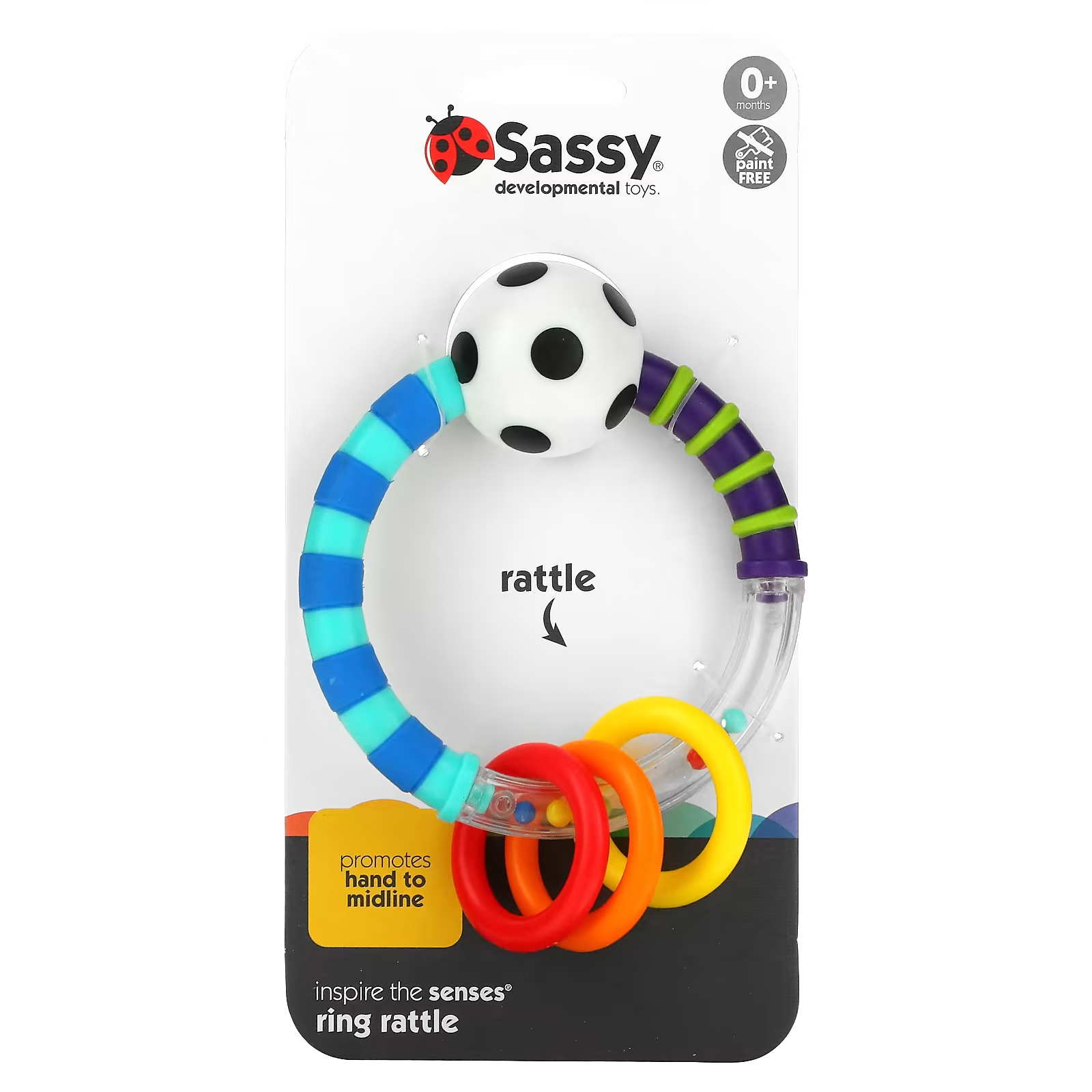 Кольцо-погремушка Sassy Inspire The Senses 0+ месяцев, 1 шт. набор из 2 предметов sassy inspire the senses linky links для детей от 3 месяцев