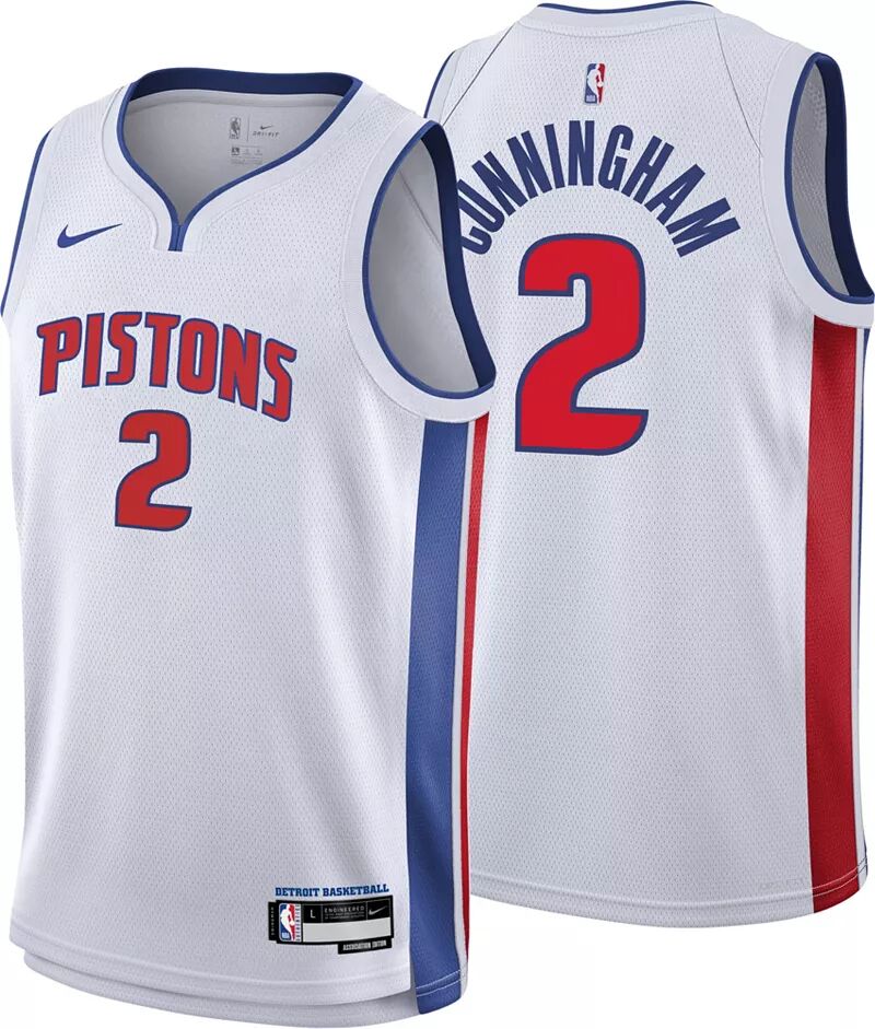 

Белая майка Nike Youth Detroit Pistons Cade Cunningham #2 Swingman