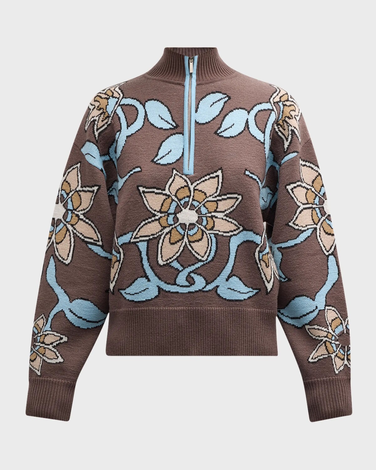 

Жаккардовый свитер с молнией до половины Morris Wynn Hamlyn, цвет Brown Flowers