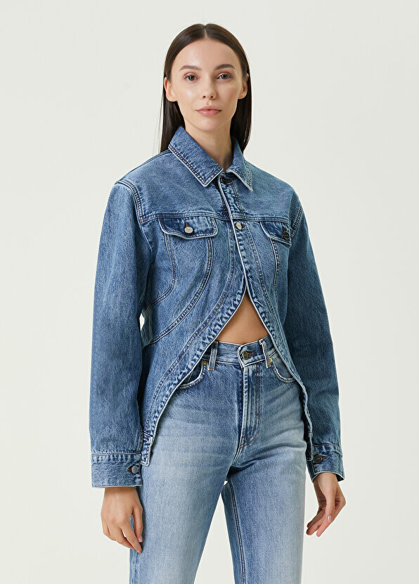 

Синяя джинсовая куртка с разрезом Jacquemus, Синий