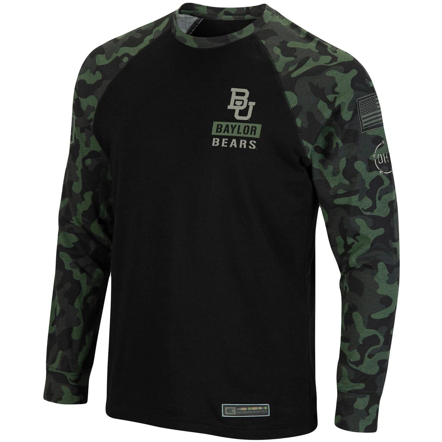 

Мужская черная футболка Baylor Bears OHT Military Appreciation Camo Raglan с длинным рукавом Colosseum
