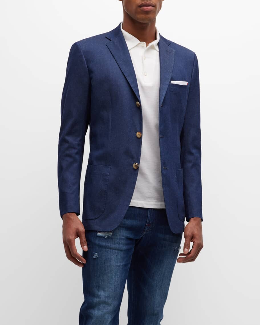 

Мужской однотонный блейзер из шамбре Kiton