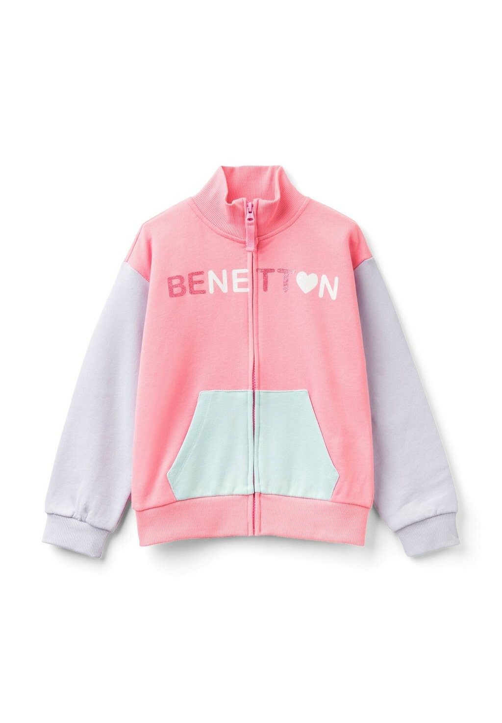 

Толстовка на молнии WITH ZIP AND COLLAR United Colors of Benetton, разноцветный