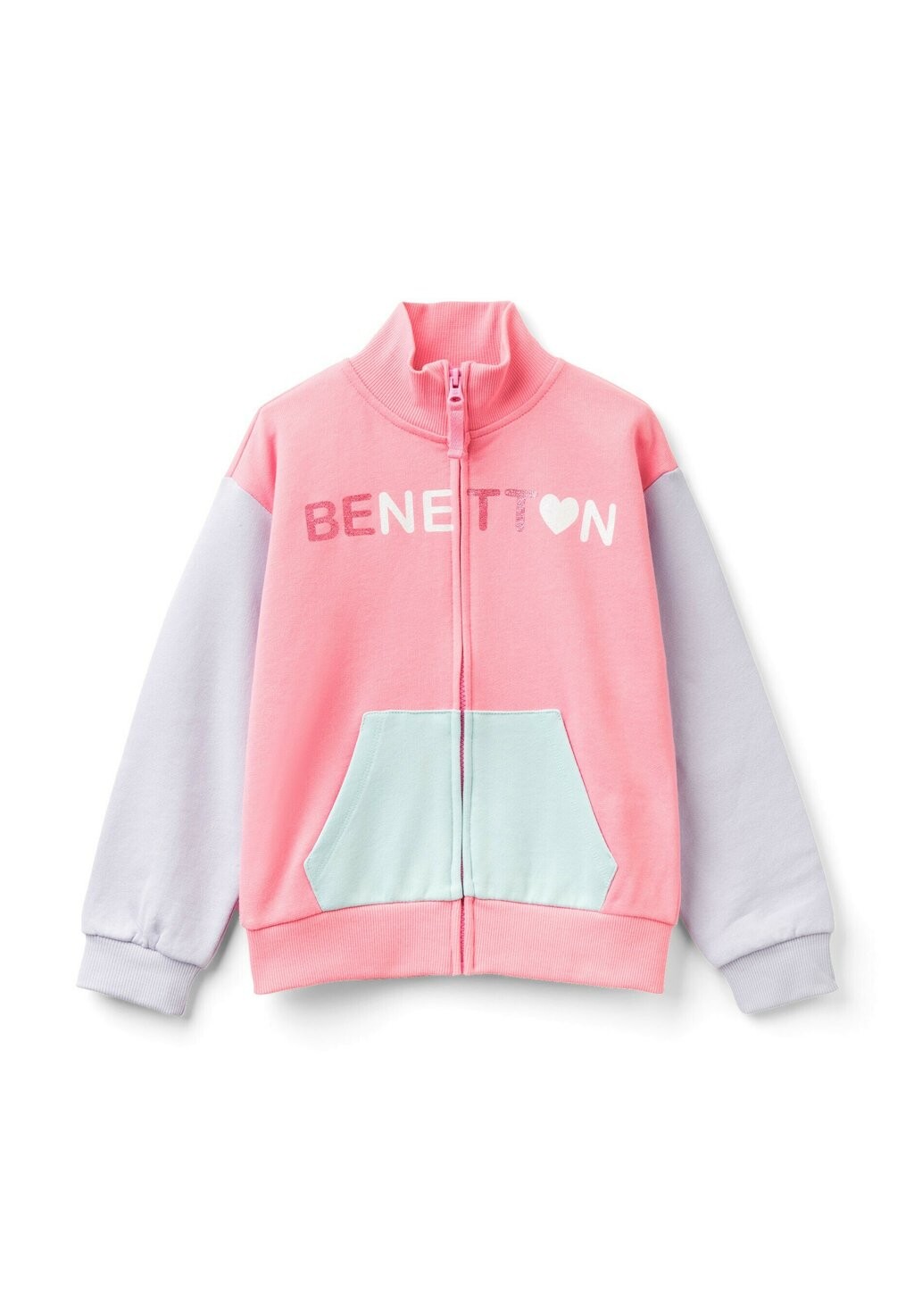 Толстовка на молнии WITH ZIP AND COLLAR United Colors of Benetton, разноцветный