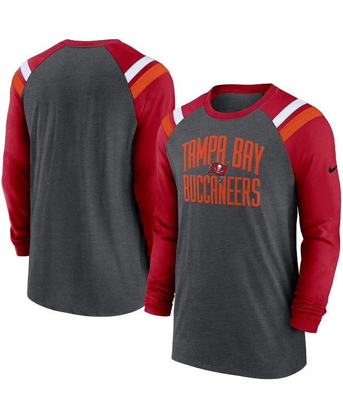 

Мужская модная спортивная футболка темно-серого и красного цветов Tampa Bay Buccaneers Tri-Blend реглан с длинным рукавом Nike, серый