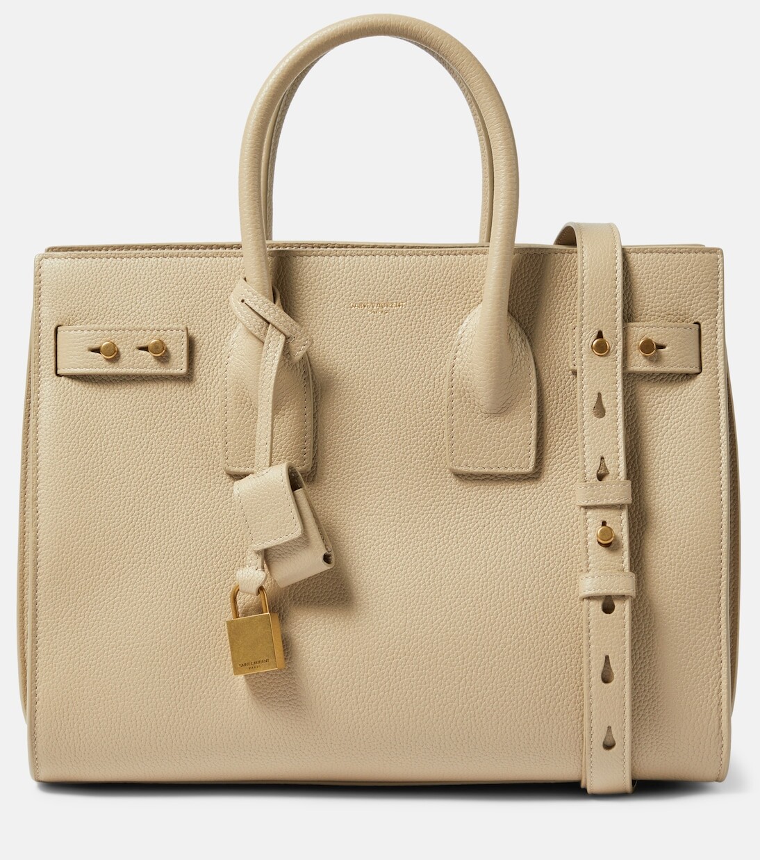 

Маленькая кожаная сумка-тоут sac de jour Saint Laurent, коричневый