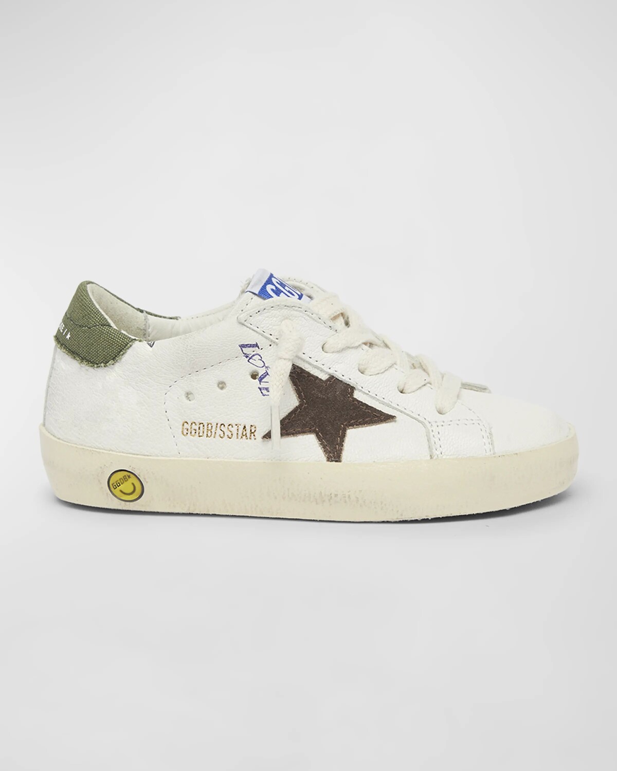 

Детские кожаные кроссовки Super Star наппа Golden Goose, цвет White Brown Green