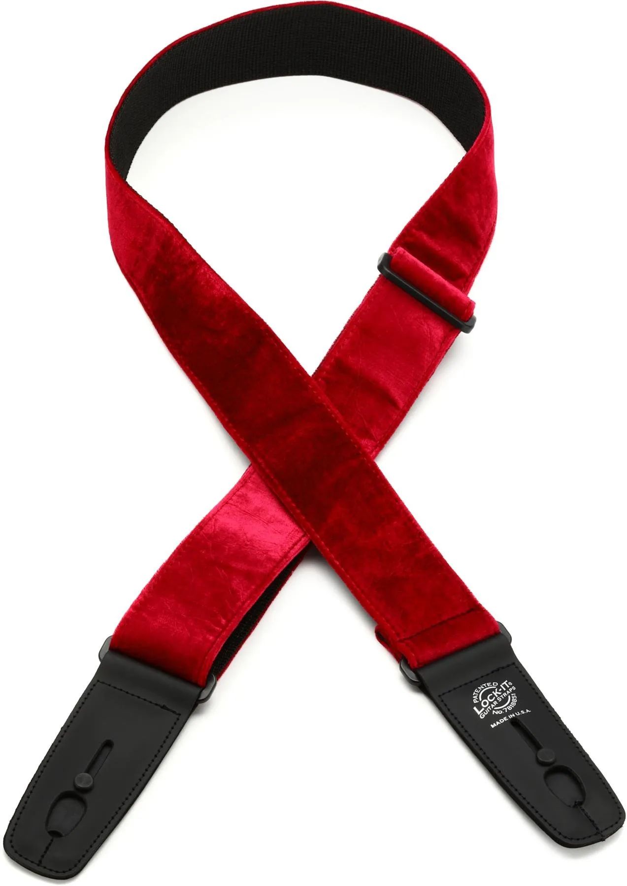 

Ремешок для гитары Lock-It Straps LIS-019CV2-RED из бархатного бархата — красный