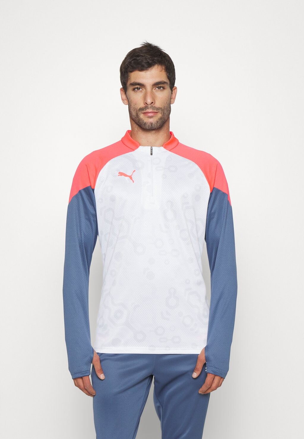 

Футболка с длинными рукавами INDIVIDUALCUP 1/4 ZIP Puma, белый/огненная орхидея