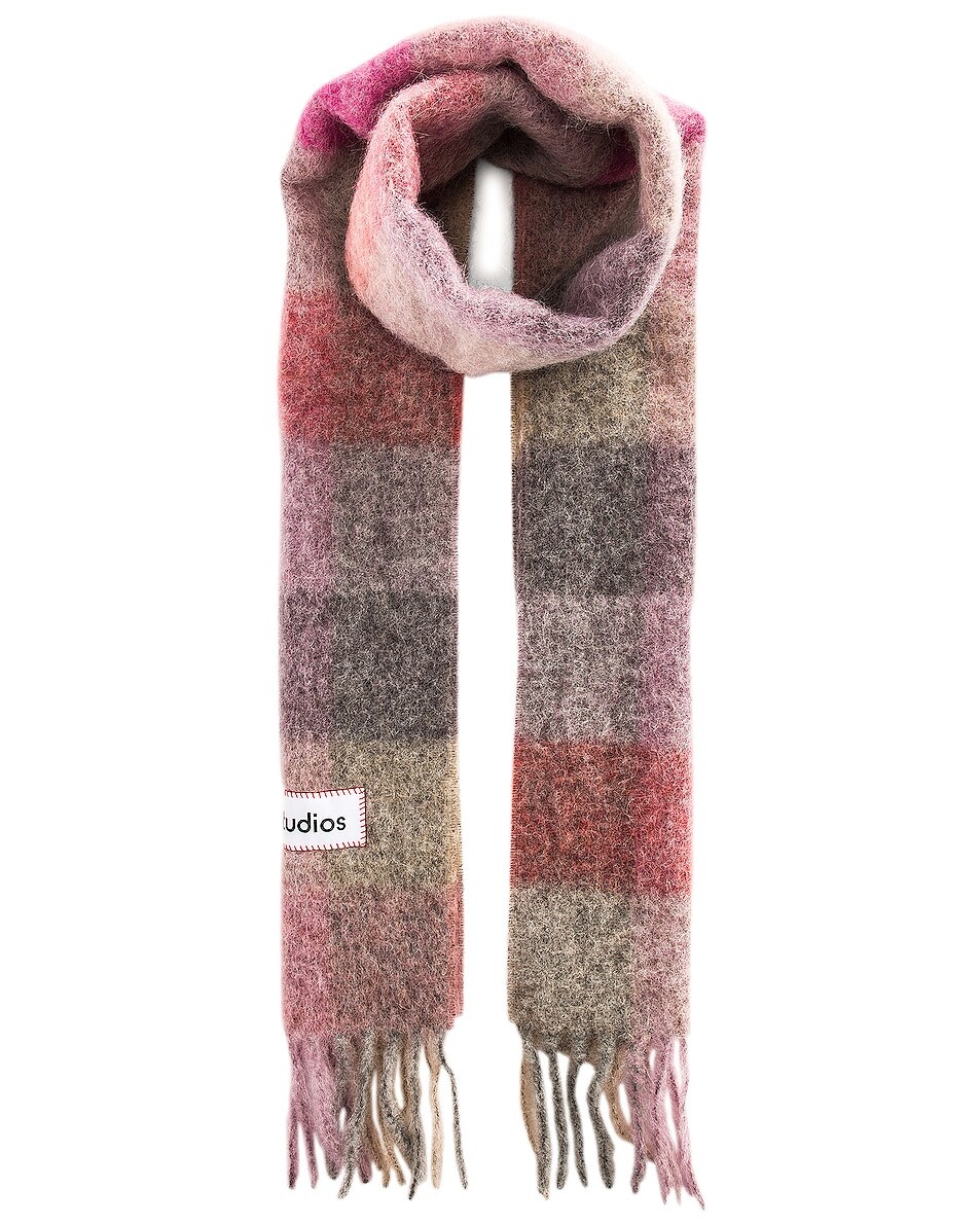 Шарф Acne Studios Plaid Fringe, цвет Fuchsia, Lilac & Pink