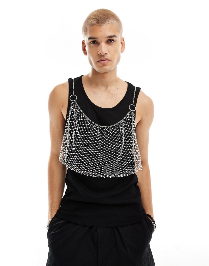 

ASOS DESIGN – пояс из белой сетки с кристаллами