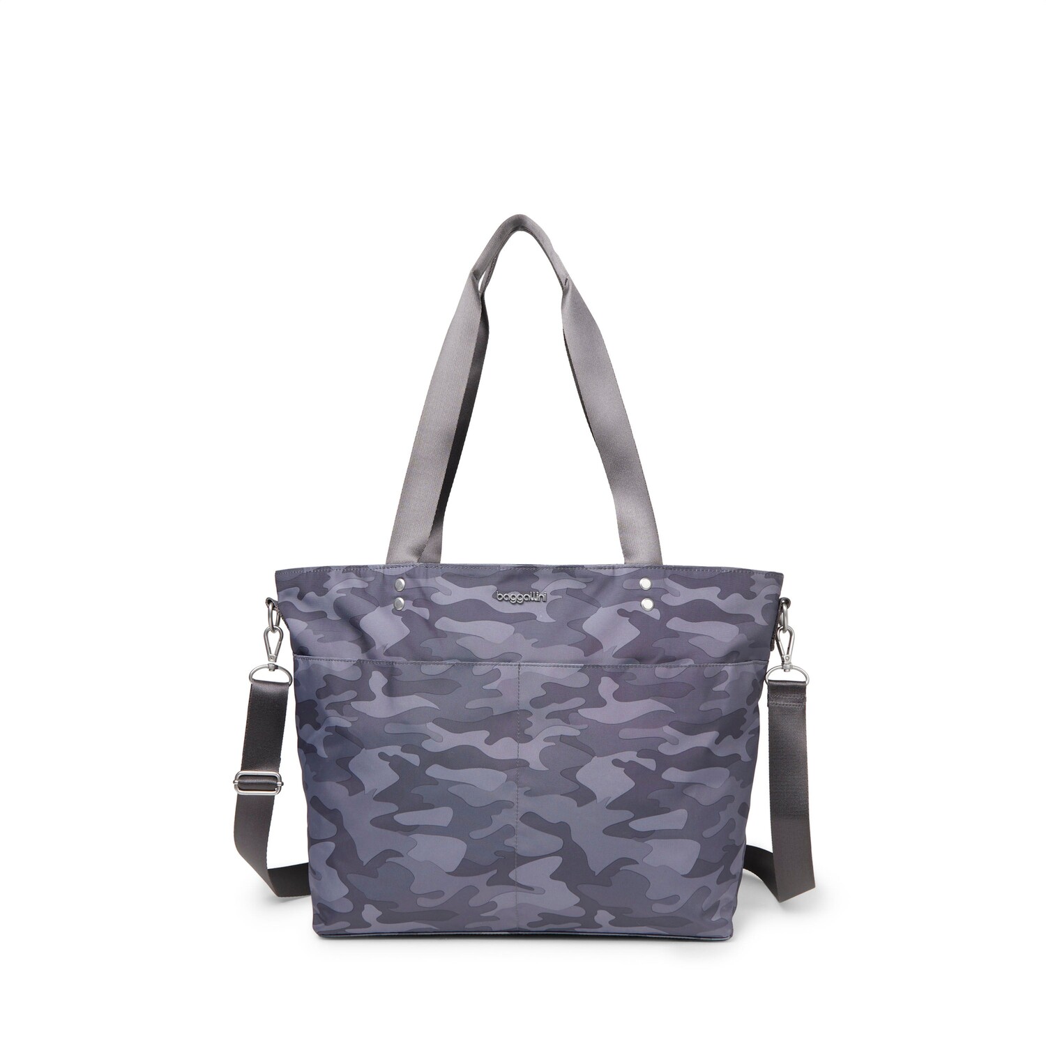 

Baggallini Женская сумка-тоут среднего размера с ремешком через плечо, цвет Dark Grey Camo Print