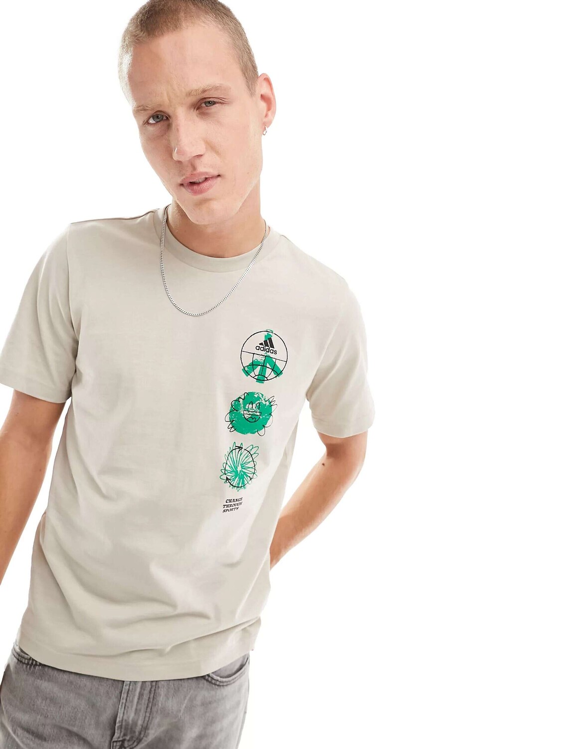 

Бежевая футболка с короткими рукавами adidas Change, Бежевый