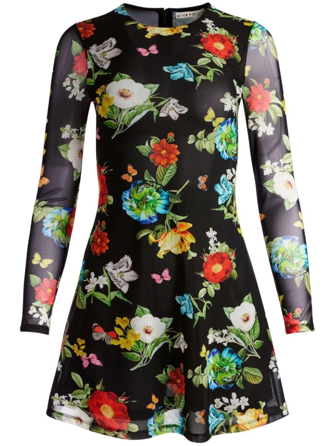 

Платье мини Delora с цветочным принтом alice + olivia, черный