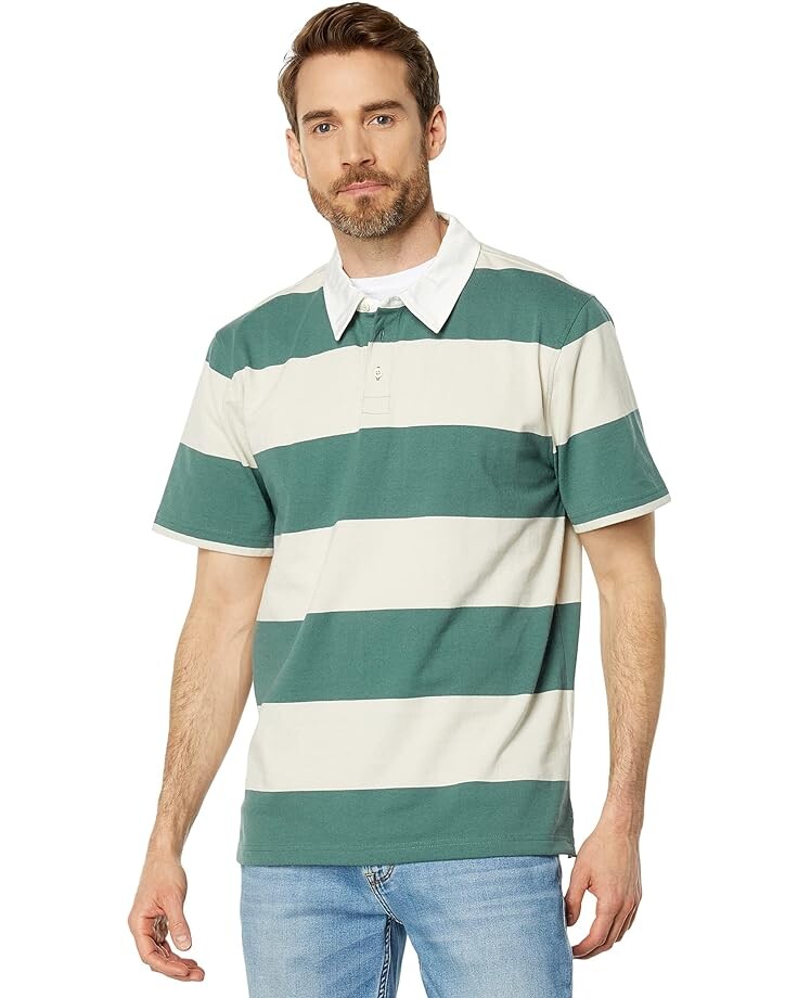 

Поло Madewell Short Sleeve Rugby, цвет Classic Rugby Stripe Calm Forest