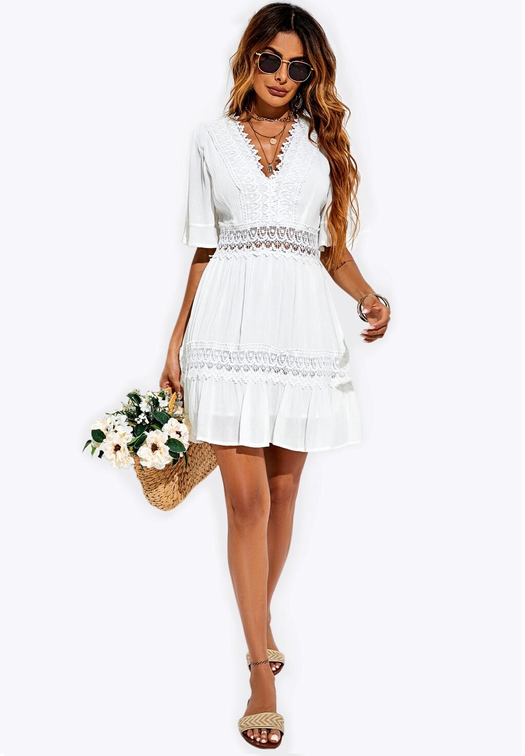 

Повседневное платье V NECK DETAIL MINI FS Collection, цвет white