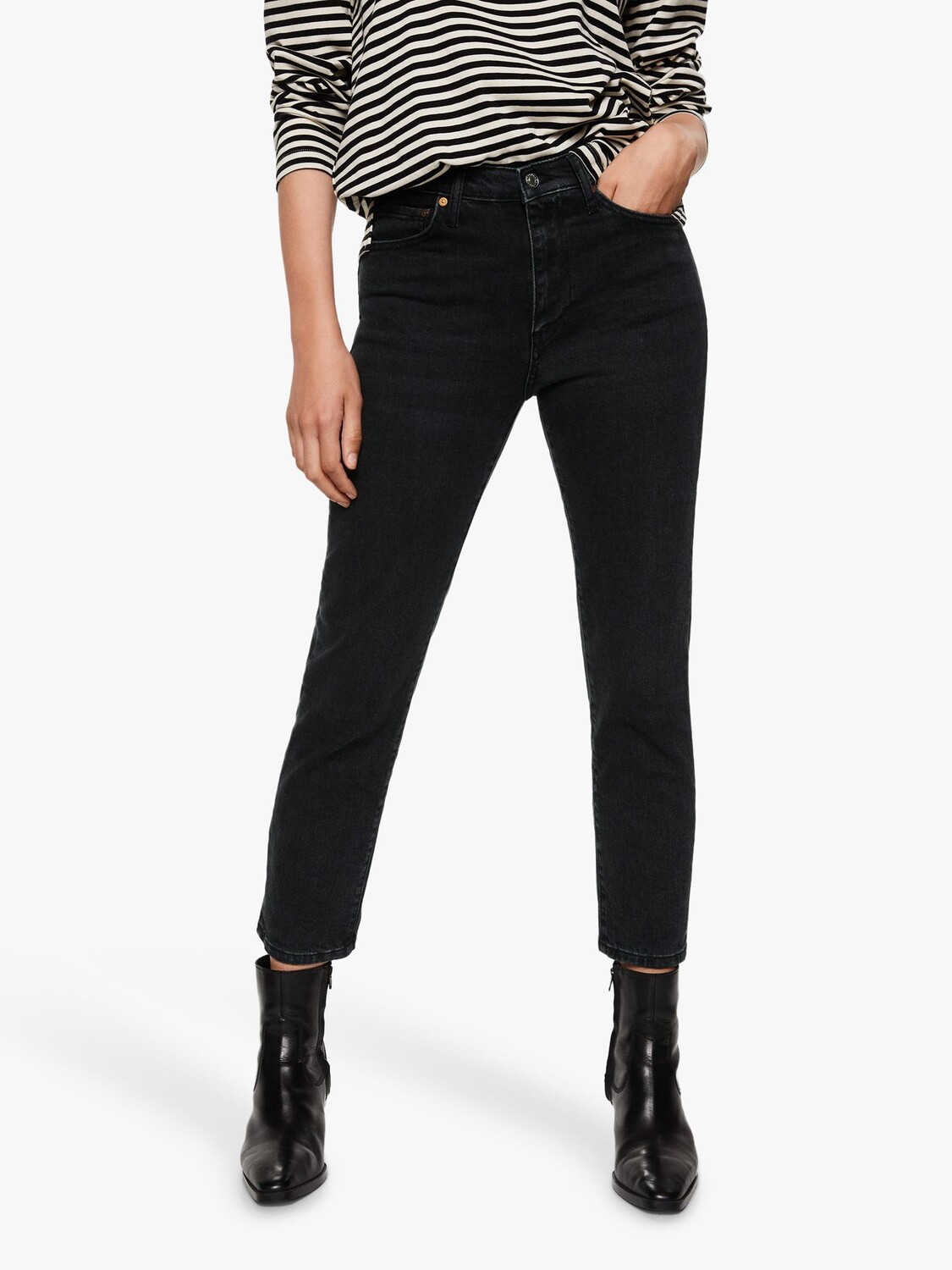 

Укороченные джинсы Mango Claudia Slim, серые