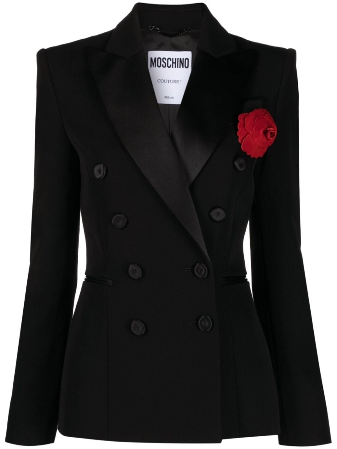 

Moschino шерстяной блейзер с цветочной аппликацией, черный