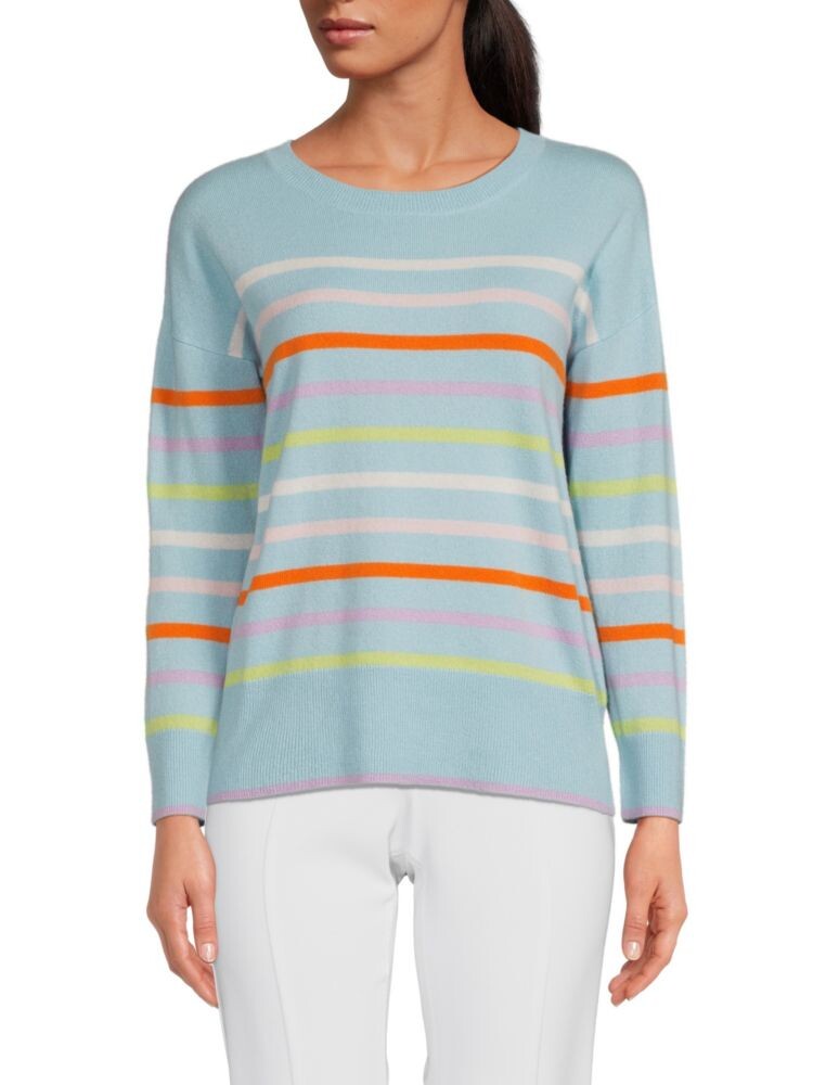 

Кашемировый свитер в полоску с круглым вырезом In2 By In Cashmere, цвет Icy Blue