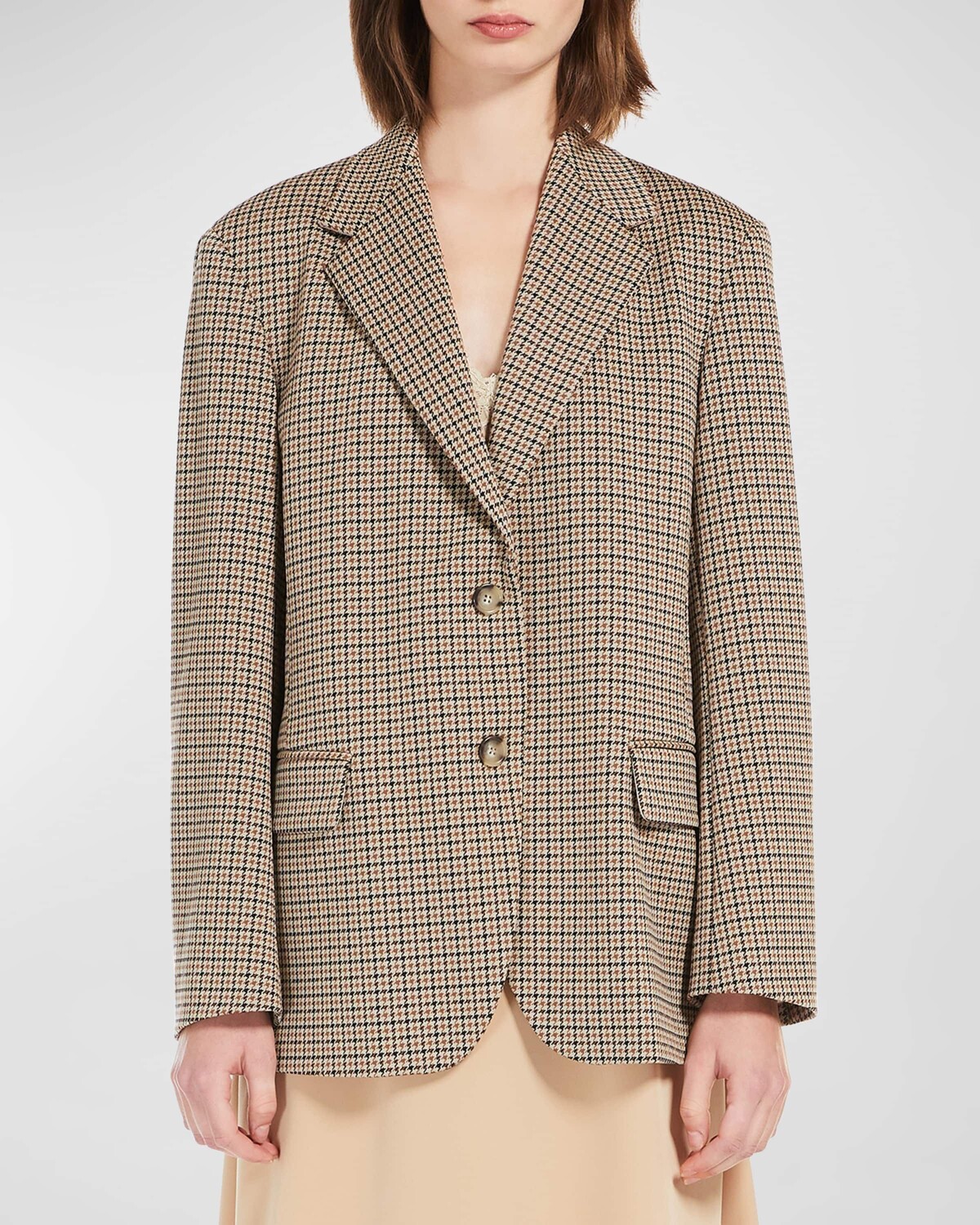 

Однобортный пиджак Veletta с узором "гусиные лапки" Weekend Max Mara, цвет Camel