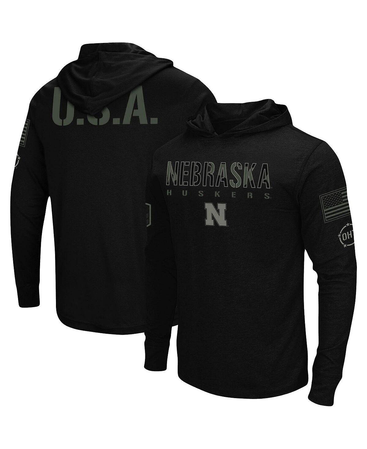 Мужская черная футболка с длинным рукавом и худи в стиле милитари Nebraska Huskers OHT Colosseum мужская черная футболка с длинным рукавом и худи в стиле милитари nebraska huskers oht colosseum