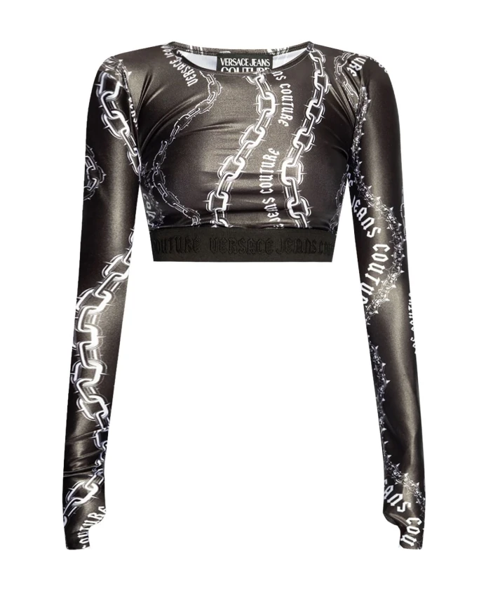 

Топ с длинными рукавами для женщин Versace Jeans Couture, черный