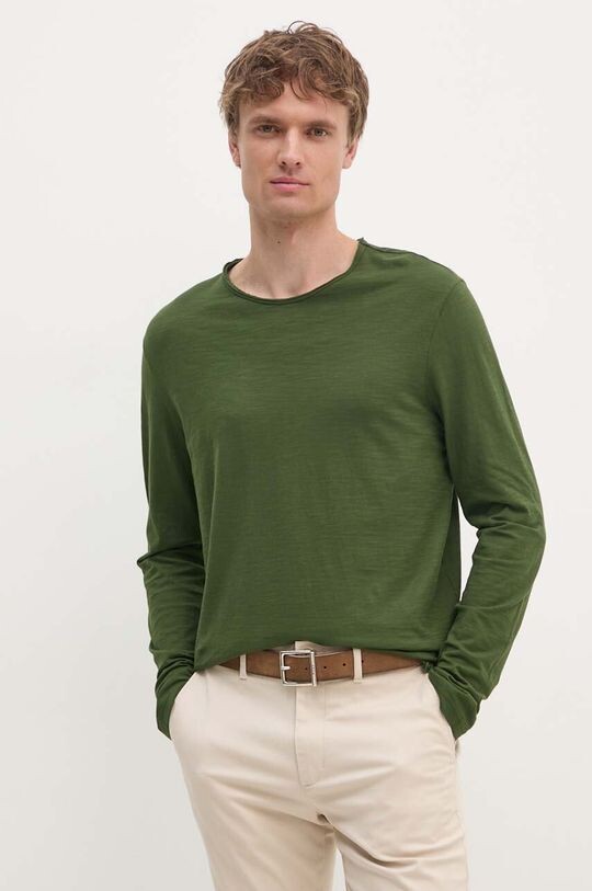 

Хлопковая рубашка с длинным рукавом United Colors of Benetton, зеленый