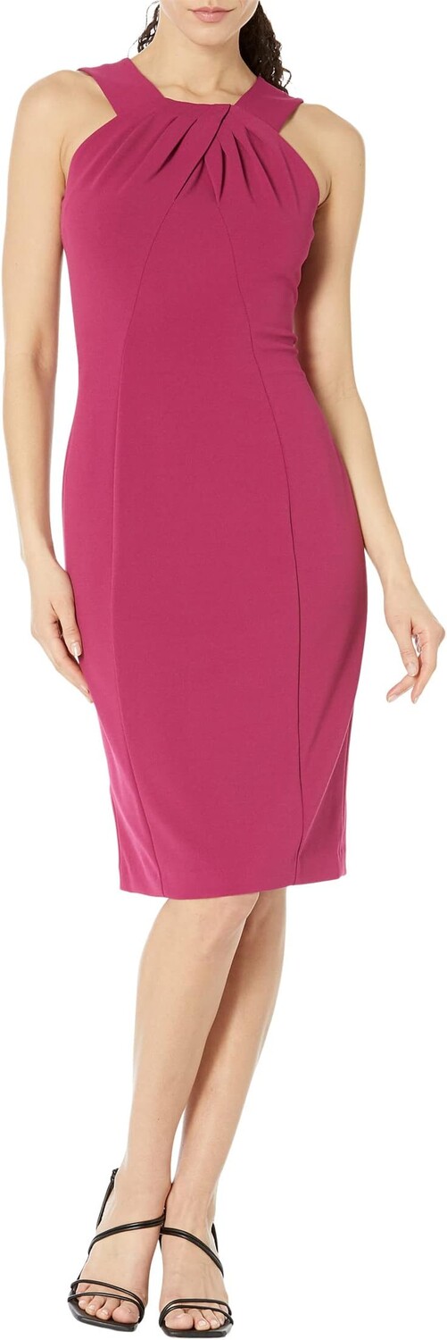 

Платье Pleated Halter Neck Scuba Crepe Sheath Calvin Klein, цвет Mulberry