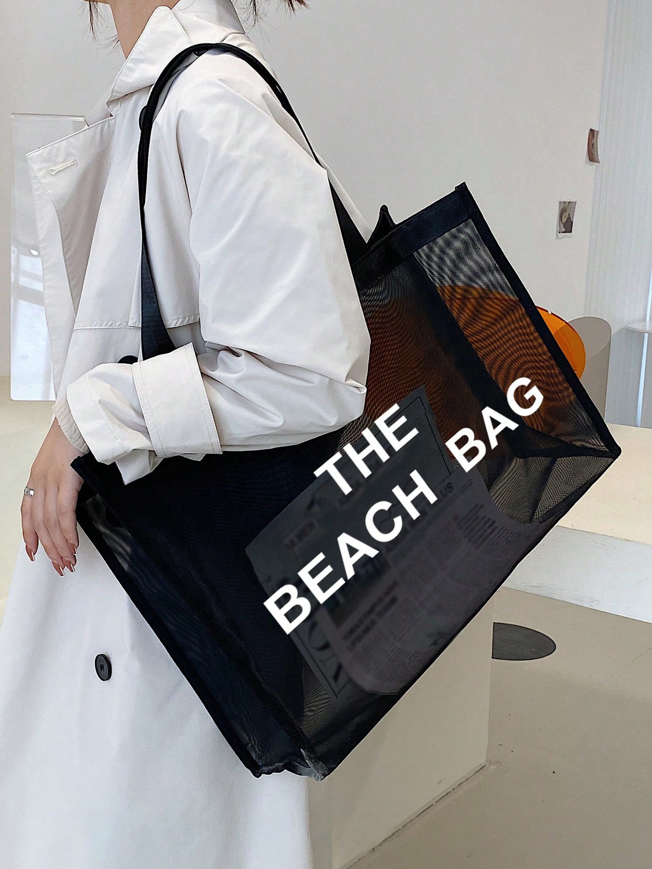 Модная сетчатая сумка большой вместимости с РАБОЧЕЙ СУМКОЙ, черный