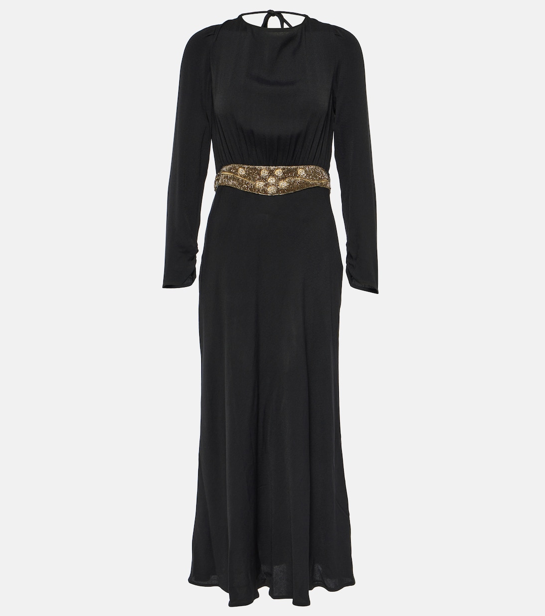 Платье миди из крепа с украшением Rixo, черный