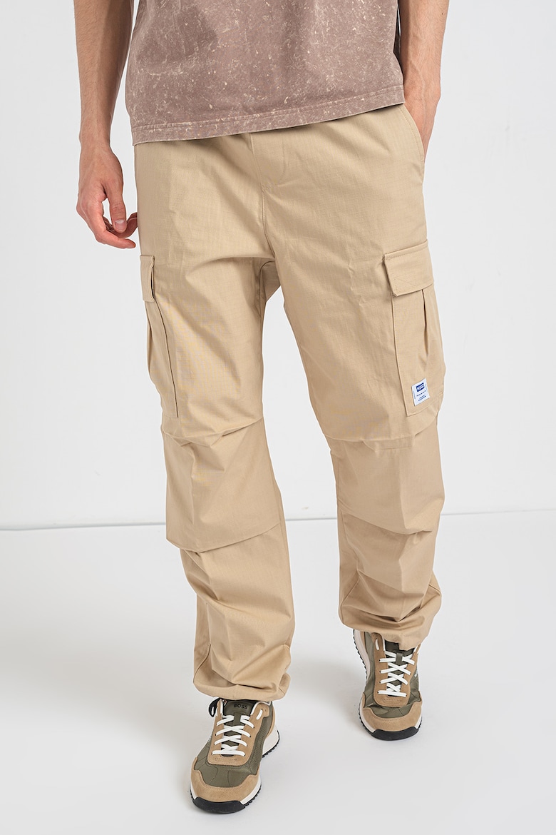 Хлопковые брюки-карго со средней посадкой Hugo, бежевый finn flare хлопковые мужские брюки со средней посадкой