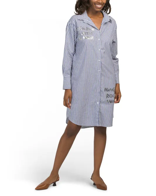 

Платье-рубашка миди в полоску из итальянского поплина Verbiage Made In Italy Blue Navy, синий/белый