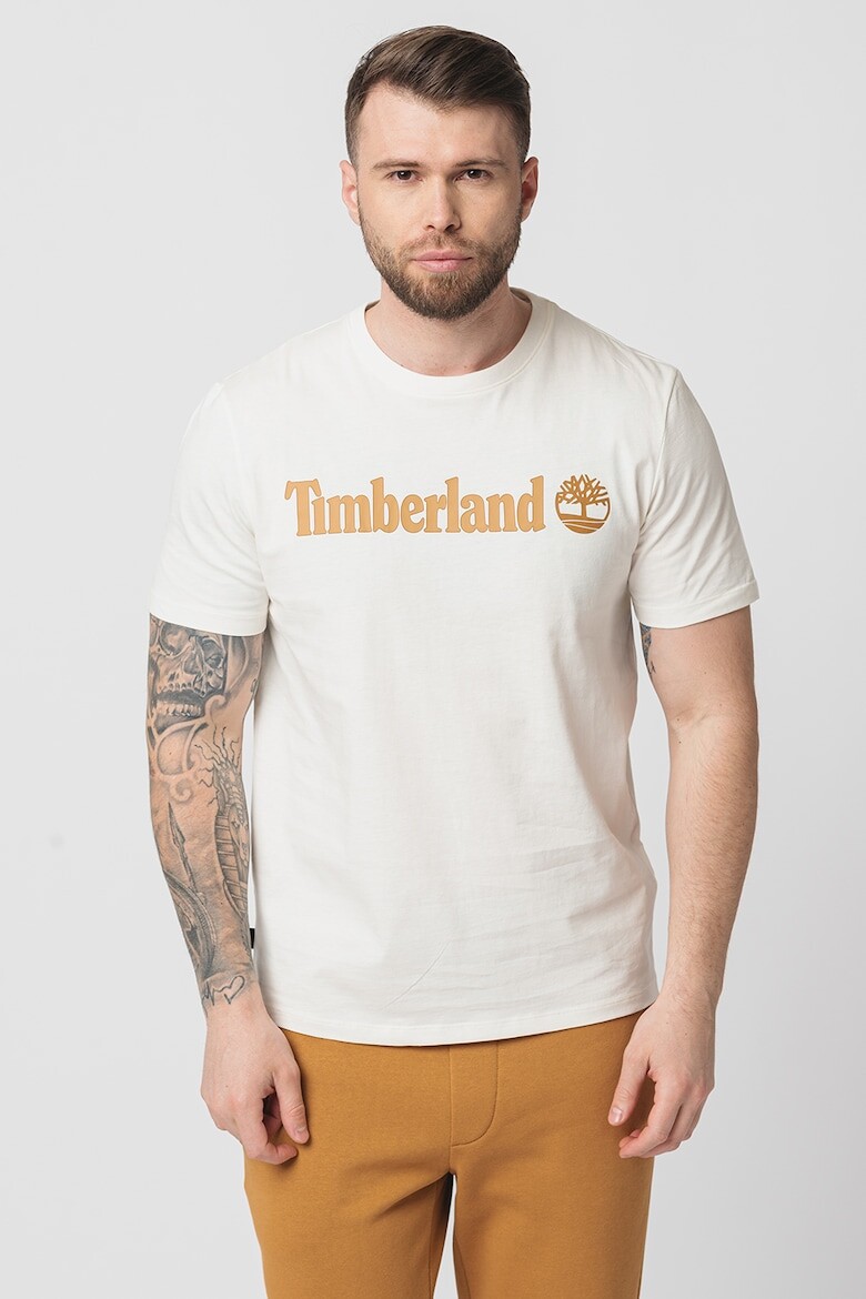 

Линейная футболка с овальным вырезом и логотипом Timberland, коричневый