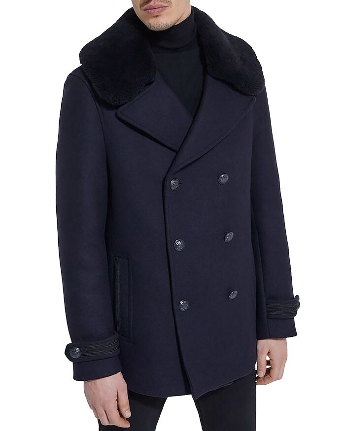

Двубортное пальто с узором шеврон из шерстяного утка Mix The Kooples