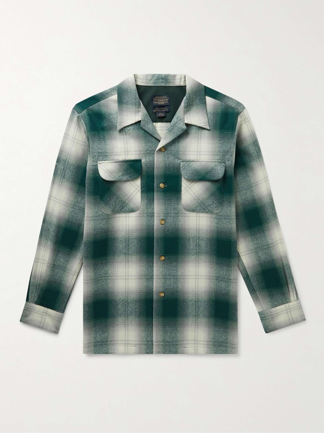 

Рубашка из натуральной шерсти в клетку Board Camp-Collar PENDLETON, зеленый