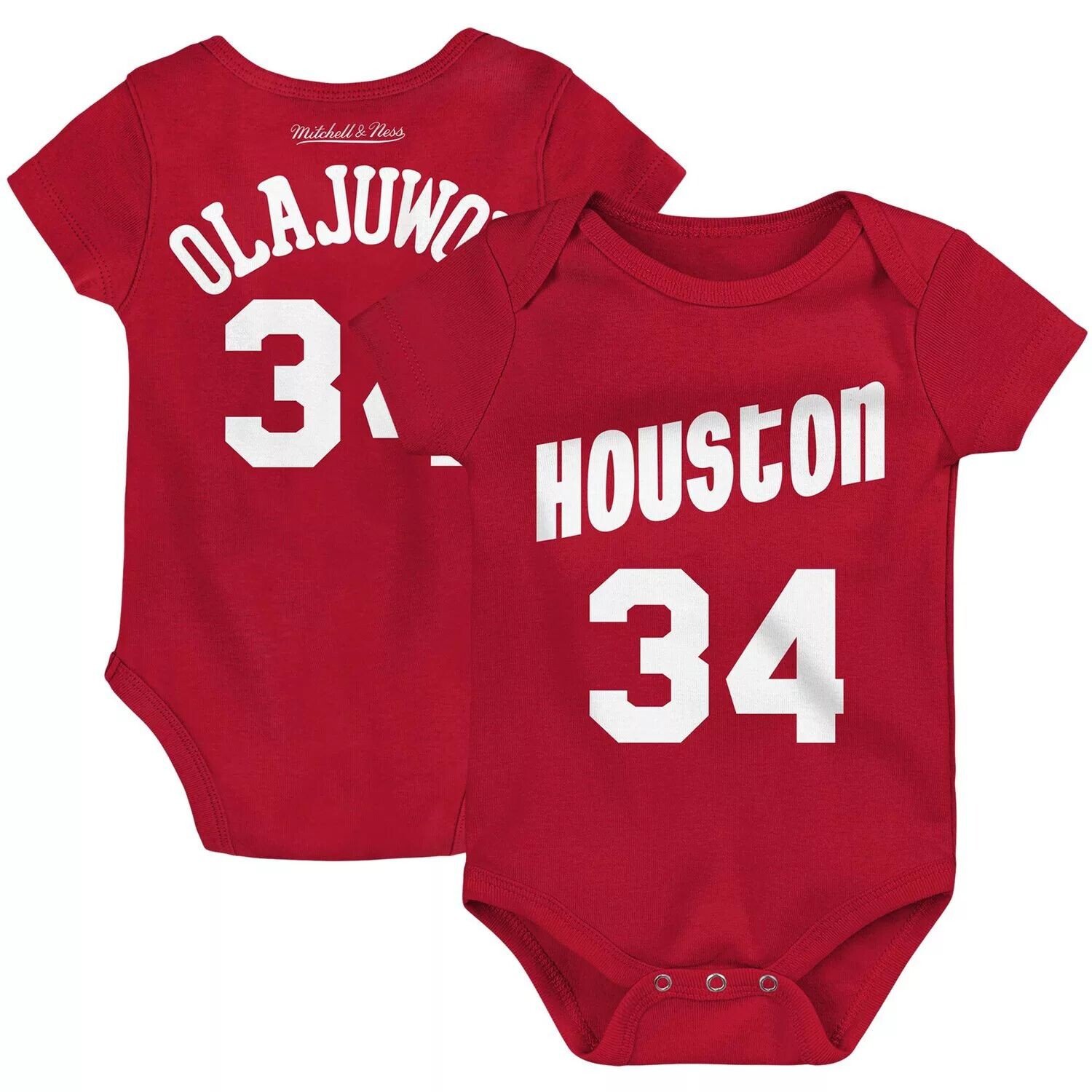 

Боди Infant Mitchell & Ness Hakeem Olajuwon Red Houston Rockets из твердой древесины, классическое боди с именем и номером Unbranded