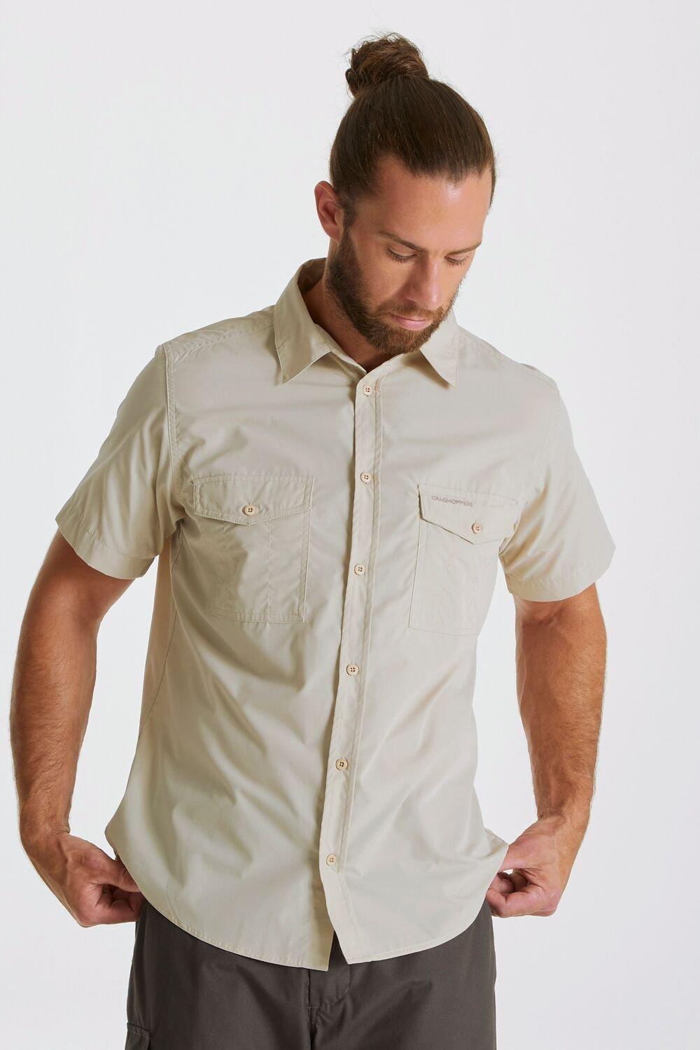 Рубашка NosiDefense из хлопковой смеси 'Киви' с короткими рукавами Craghoppers, бежевый
