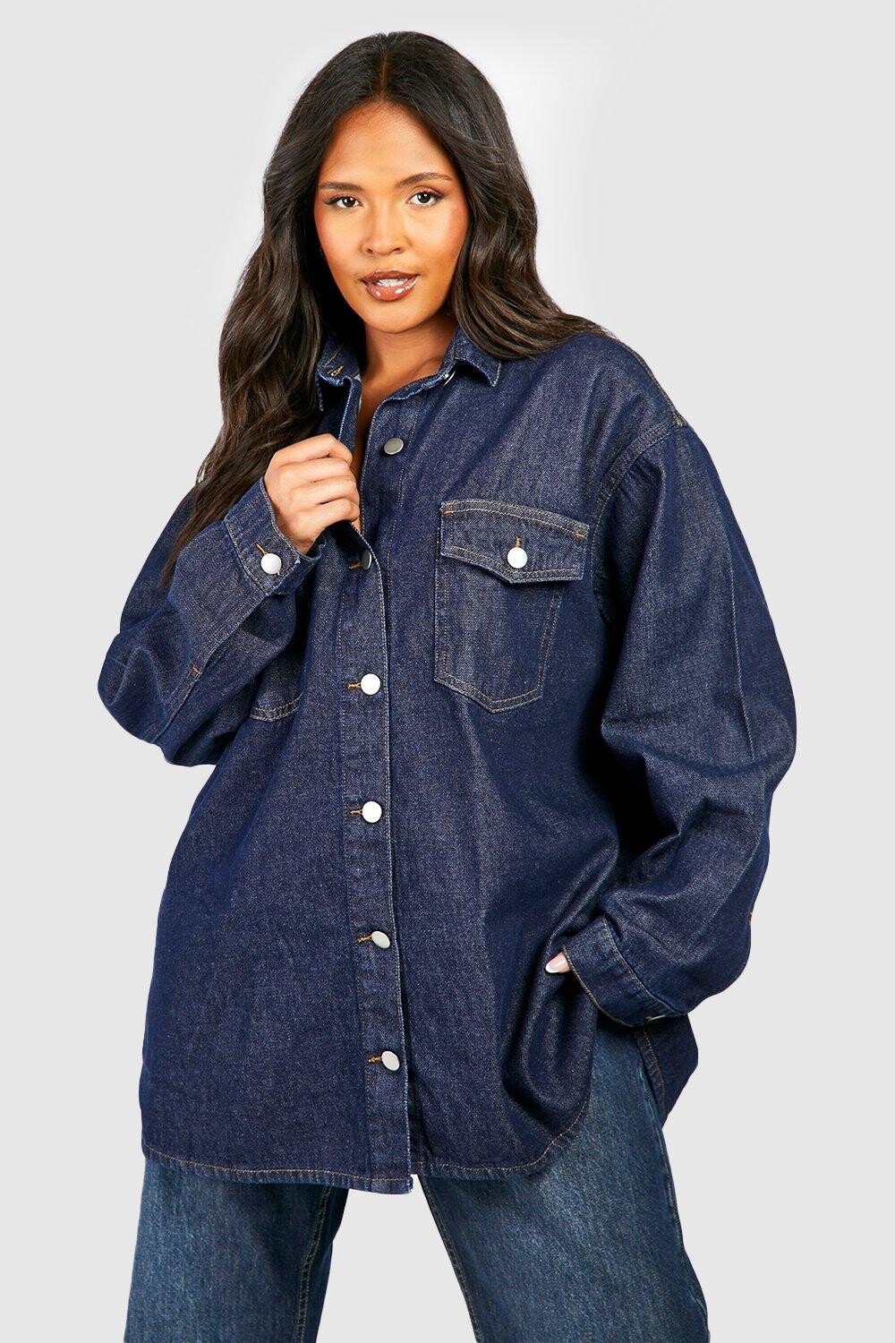 

Джинсовая рубашка с карманами Boohoo, индиго