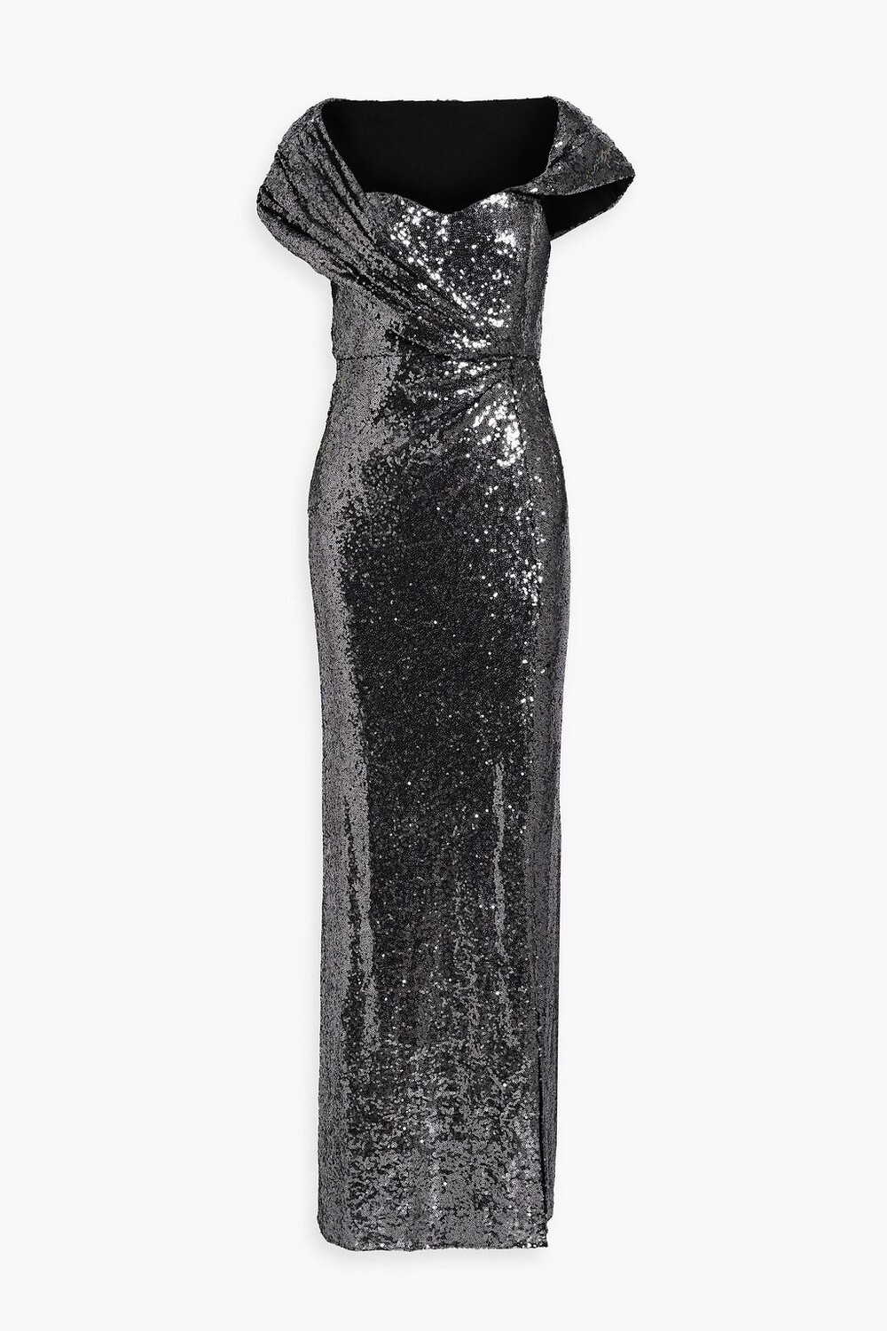 

Драпированное платье из сетки с пайетками BADGLEY MISCHKA, металлический