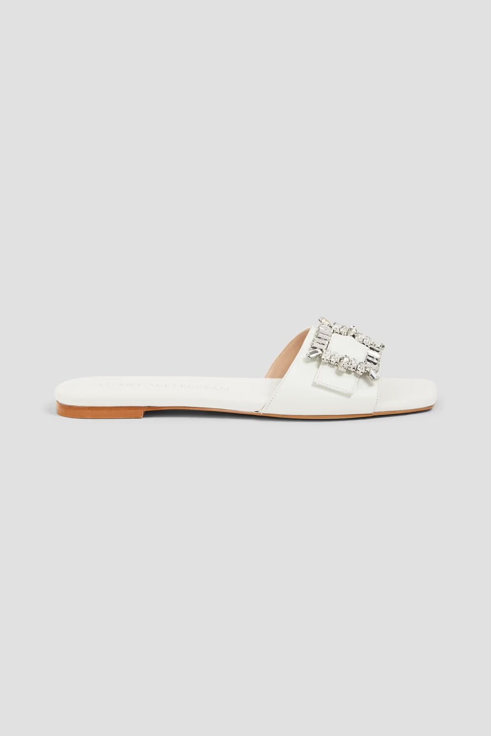 

Кожаные шлепанцы с декорированными пряжками Stuart Weitzman, белый