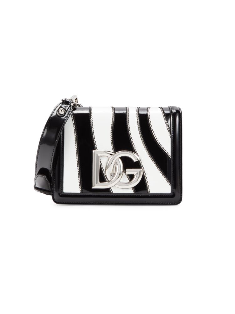 

Полосатая сумка через плечо из лакированной кожи Dolce & Gabbana, цвет Black White