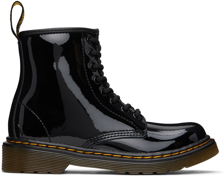 

Kids Black 1460 Big Kids Boots Черный лакированный светильник США Dr. Martens