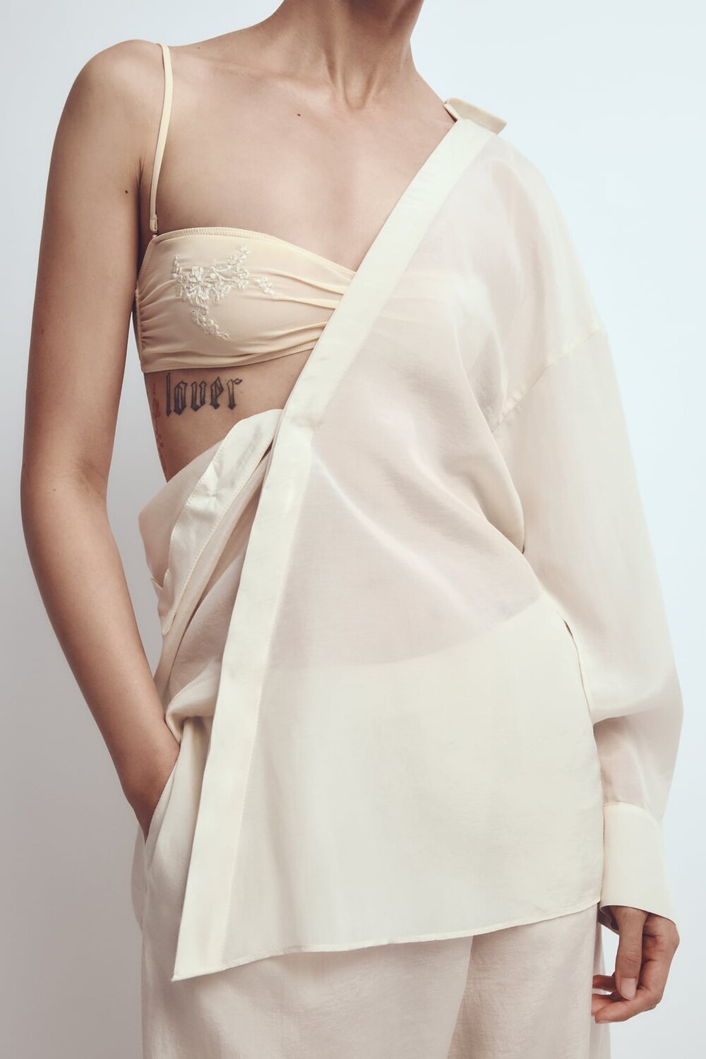 

Вышиванный бралетт ZARA, белый